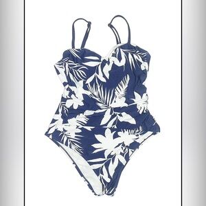 Cupshe One Piece Swimsuit - Navy and White Tropical